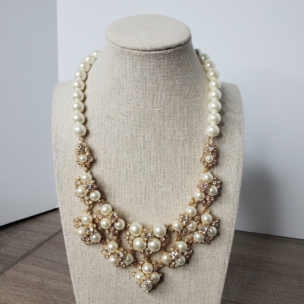 CHARTER CLUB GOLD WHITE‎ PEARLS RHINESTONES NECKLACE BIRTHDAY PARTY - Picture 6 of 11